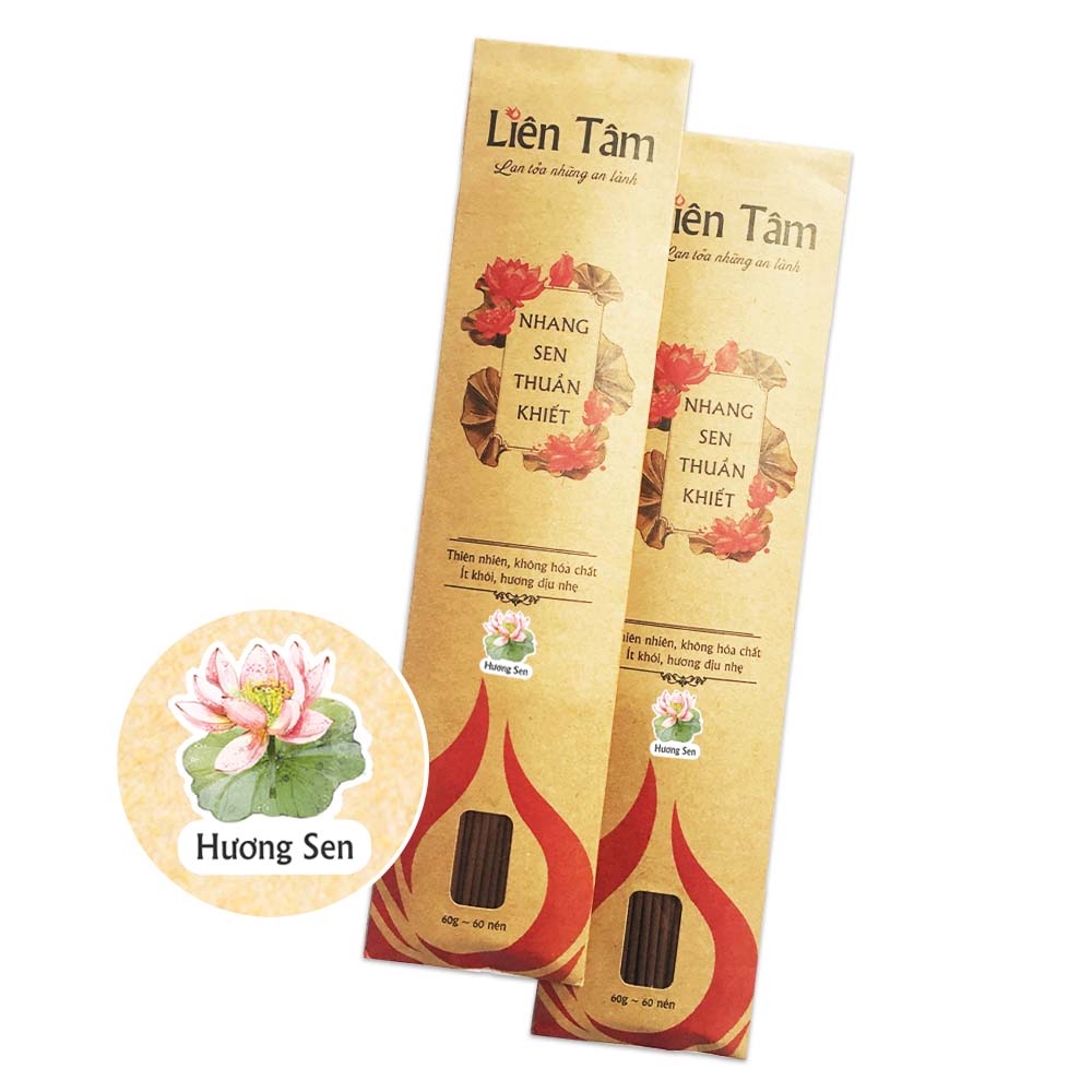 Combo 3 túi nhang sen Liên Tâm 3 mùi hương - 29cm - 60 cây/túi - Nhang sạch ít khói, thơm dịu