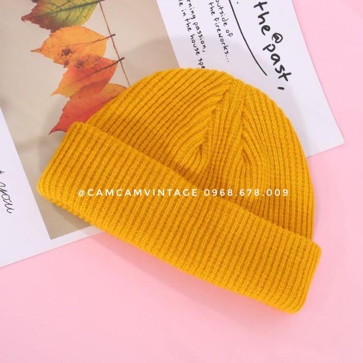 MŨ LEN NGẮN SƠN TÙNG MTP . GD , MŨ BEANIE CHÓP NGẮN HOTTREND TIKTOKCAMCAM VINTAGE - VÀNG CAM