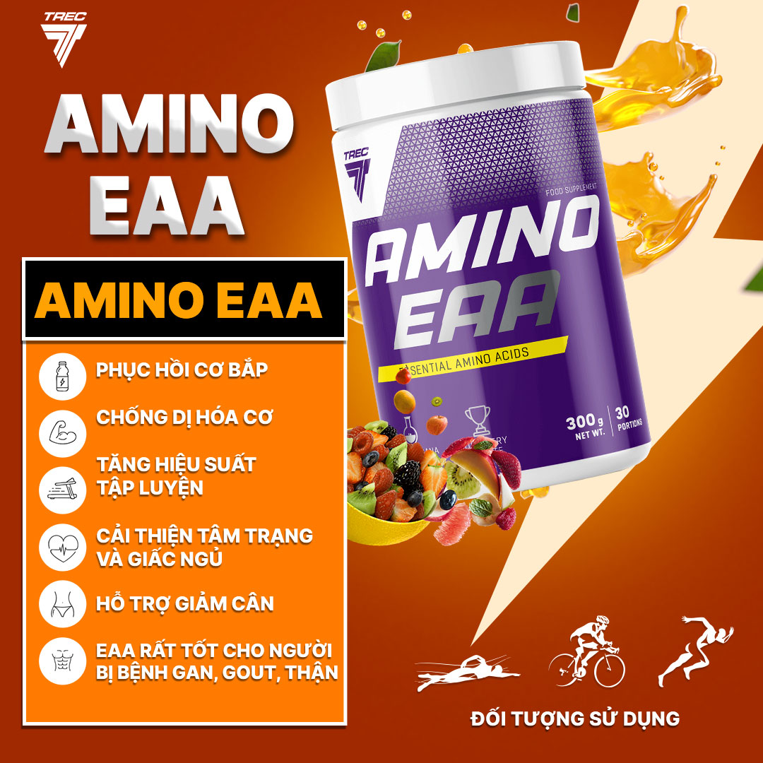 AMINO EAA 300G - Tăng sức mạnh, tăng cơ và phục hồi cơ bắp - Thương Hiệu TREC NUTRITION
