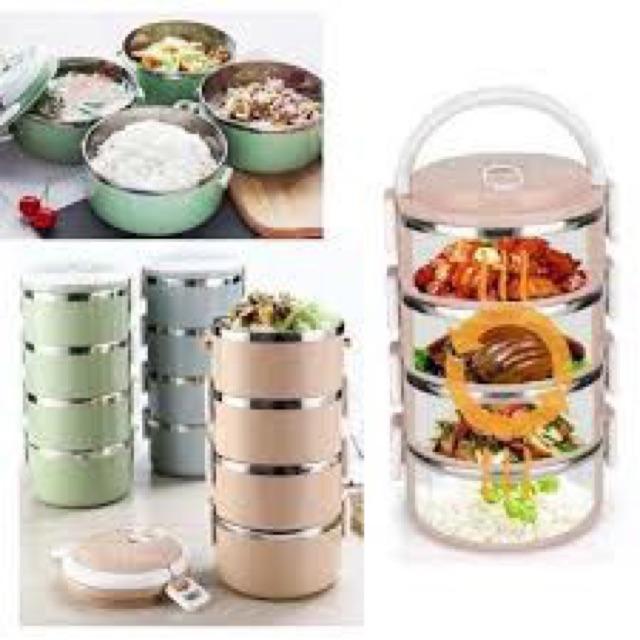 Cặp lồng 4 tầng đựng cơm cháo ruột i nốc bọc nhựa