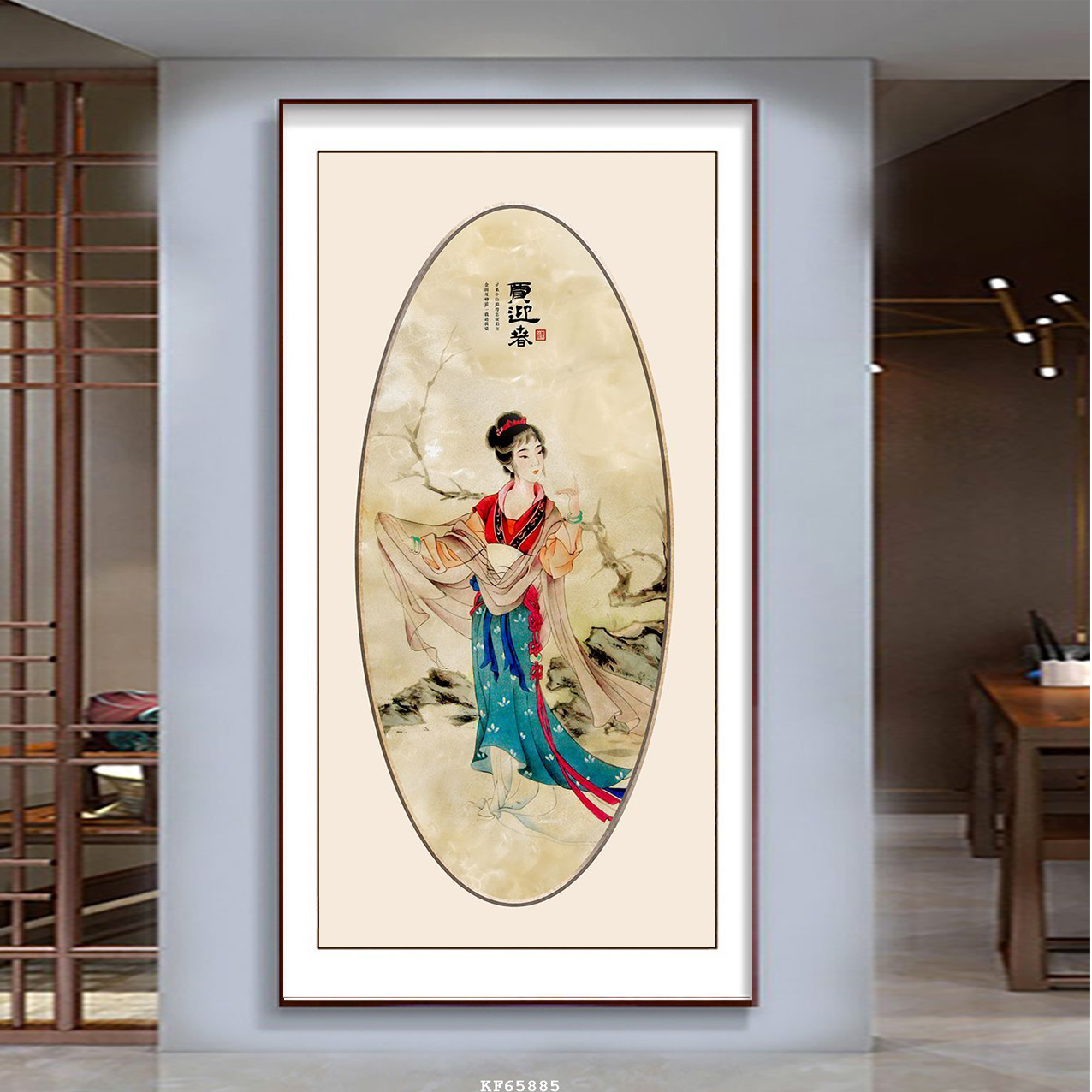 Tranh Vải Trang Trí Phòng Ngủ - Tranh Đơn Cô Gái Trung Hoa Xinh Đẹp