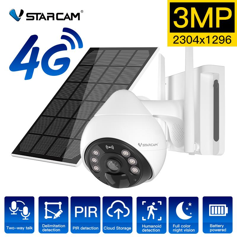 3MP 4G Thẻ Năng Lượng Mặt Trời Camera Ngoài Trời HD Nhìn Xuyên Đêm Phát Hiện PIR Giám Sát An Ninh Lượng Mặt Trời Chạy Bằng Pin IP PTZ Cam
