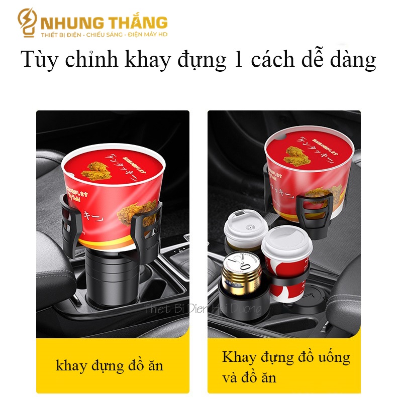 Khay Đựng Cốc Đồ Uống , Thức Ăn trên Ô tô - Xoay 360 độ - Đa Năng , Tiện Lợi - Có Video