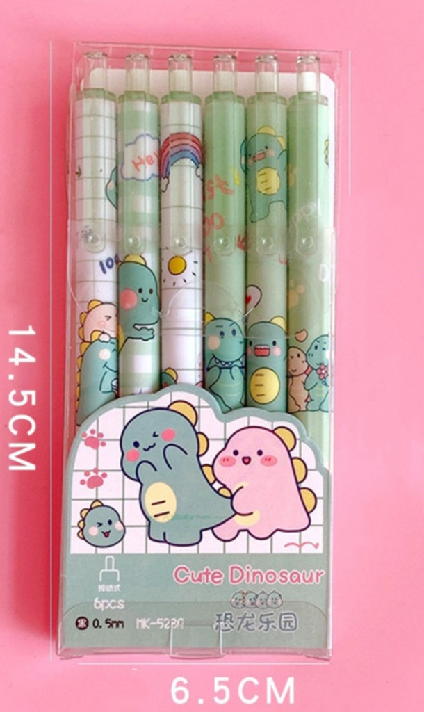 Hộp 6 bút bi bấm hình con vật cute - Set bút viết mực đen nhiều mẫu xinh đồ dùng học tập quà tặng giá rẻ