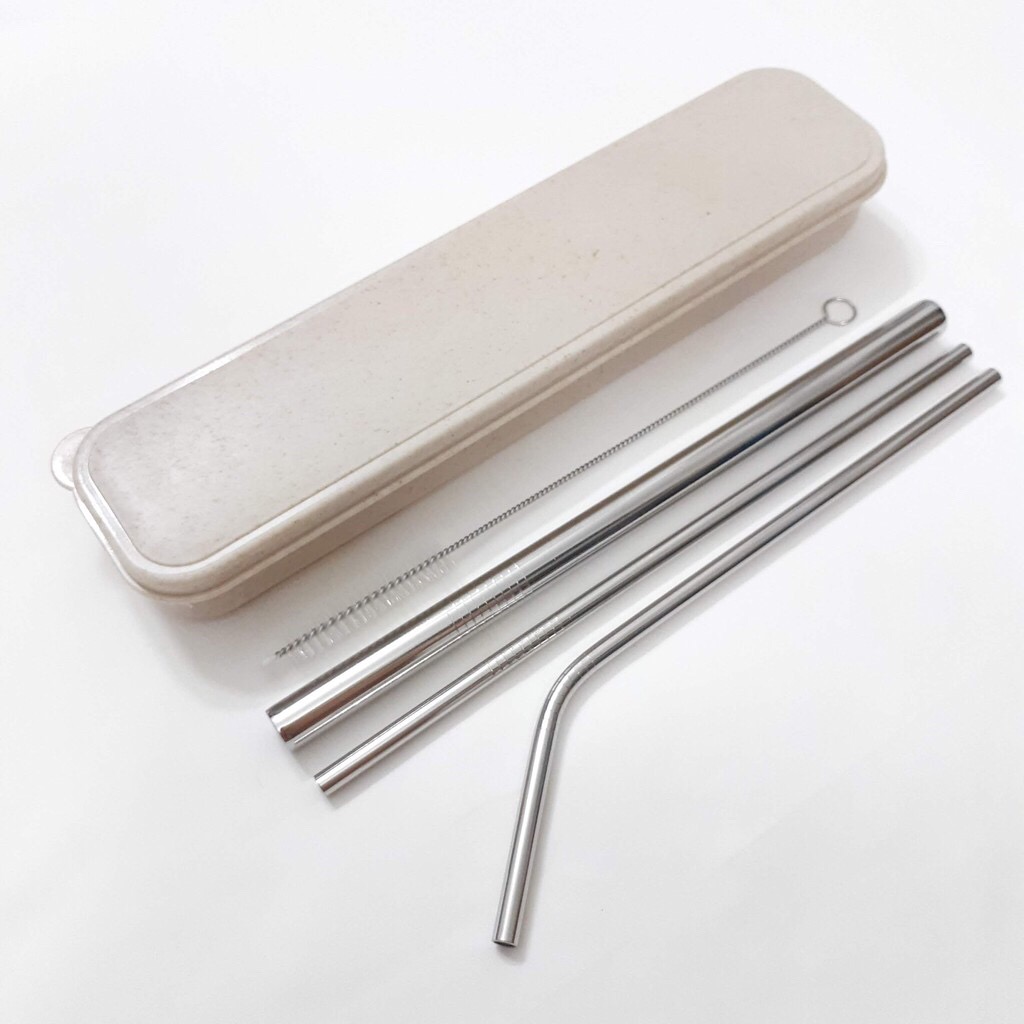 Set Hộp 3 Ống Hút Inox 304 Kèm Cọ Rửa Có Mix Màu Ngẫu Nhiên