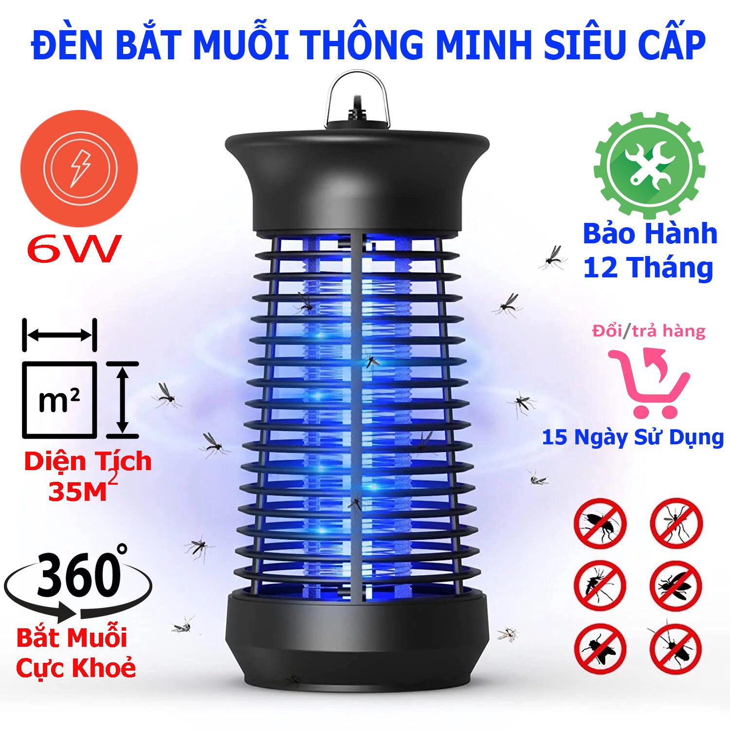 Đèn Bắt Muỗi, Máy Bắt Muỗi Thông Minh, Diệt Côn Trùng Đa Năng, Hiệu Quả. Thiết kế mới 2022