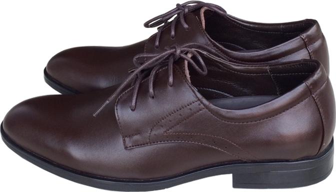 Giày tây nam buộc dây Trường Hải màu nâu đế cao su  cao 3.5cm da bò thật GT0121