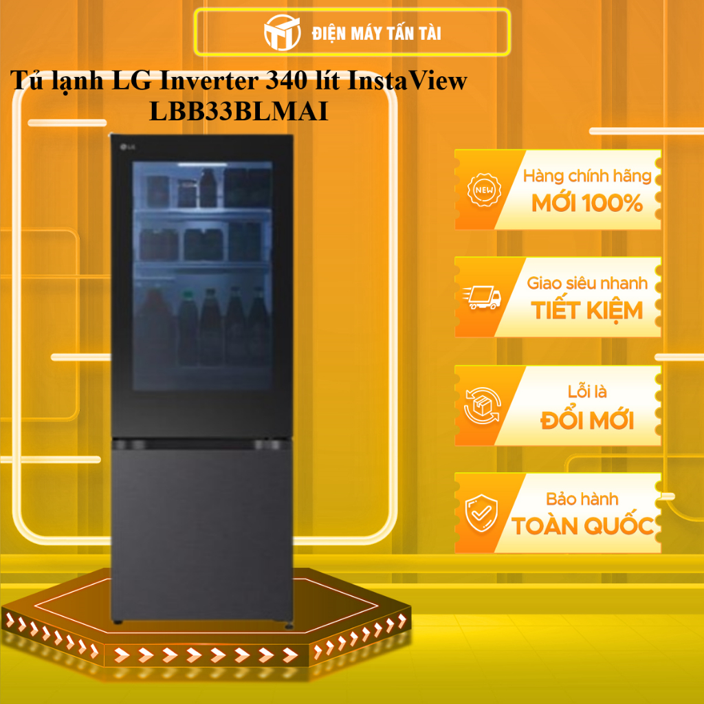 Tủ lạnh LG Inverter 340 lít InstaView LBB33BLMAI - Hàng chính hãng