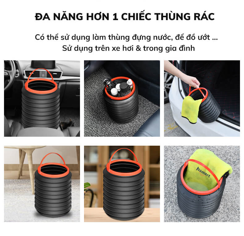 Thùng Rác Đa Năng Gấp Gọn Thùng Rác Để Ô Tô Dung Tích 4000ML Tiện Dụng