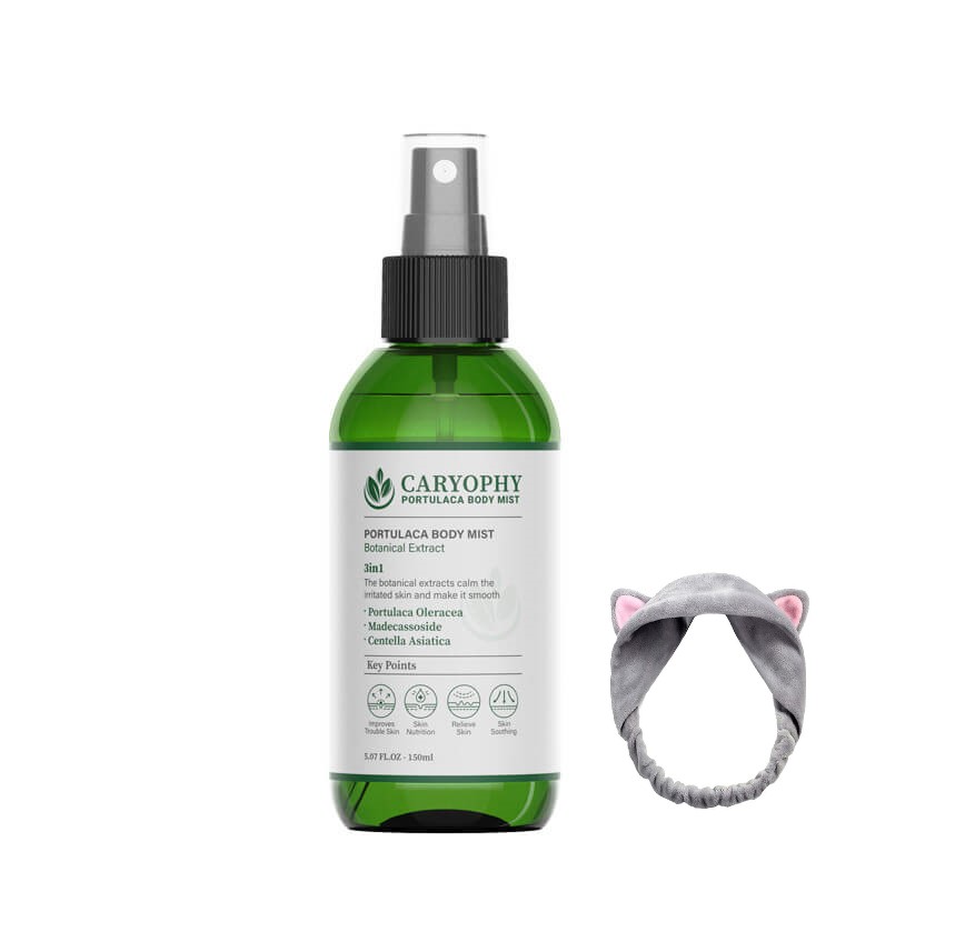 Xịt giảm mụn, giảm thâm mụn lưng, mụn toàn thân Caryophy Portulaca Body Mist 150ml + Tặng Kèm 1 Băng Đô Tai Mèo