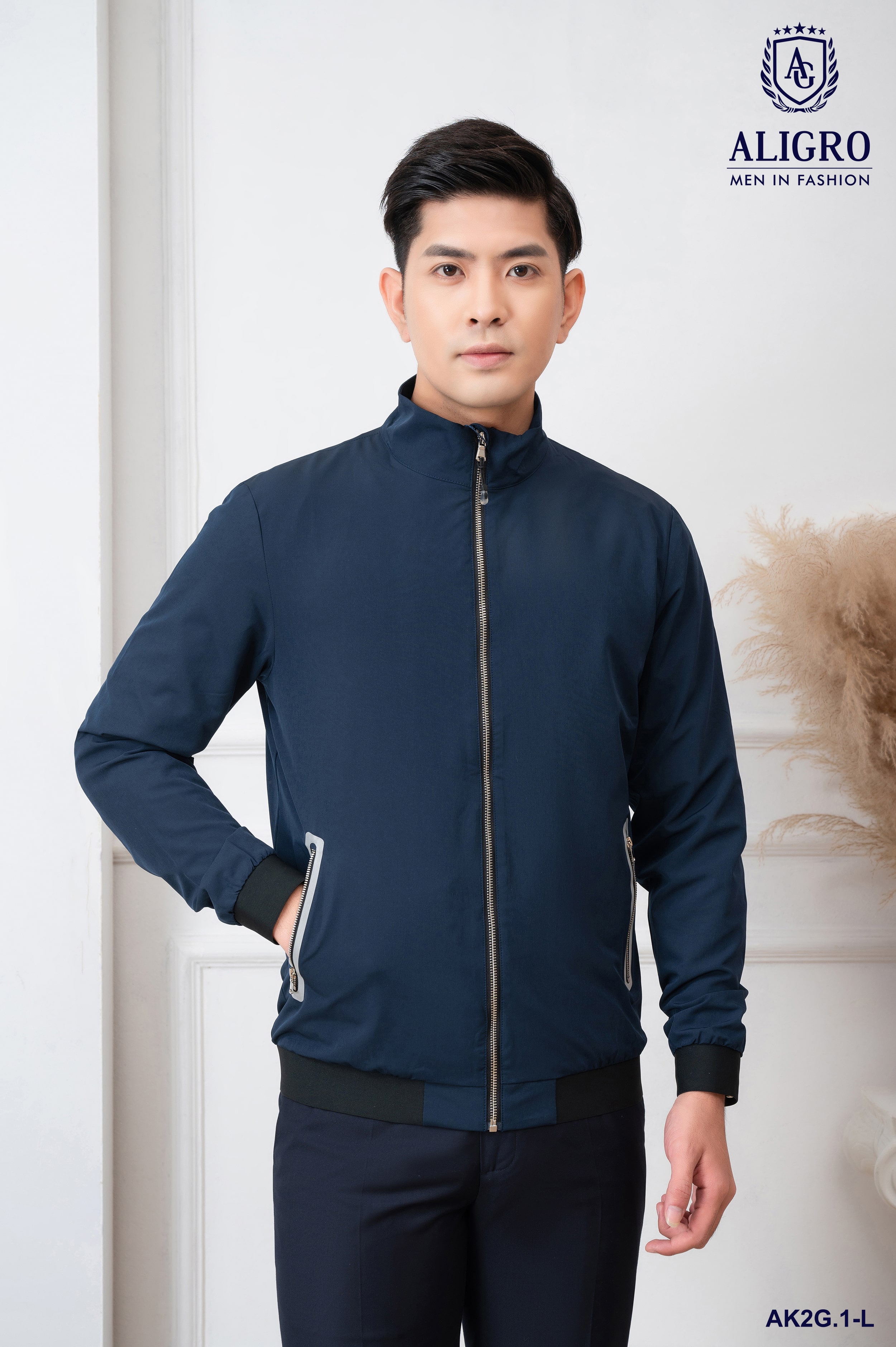 Áo khoác Golf nam 2 lớp Aligro màu navy AK2G.1