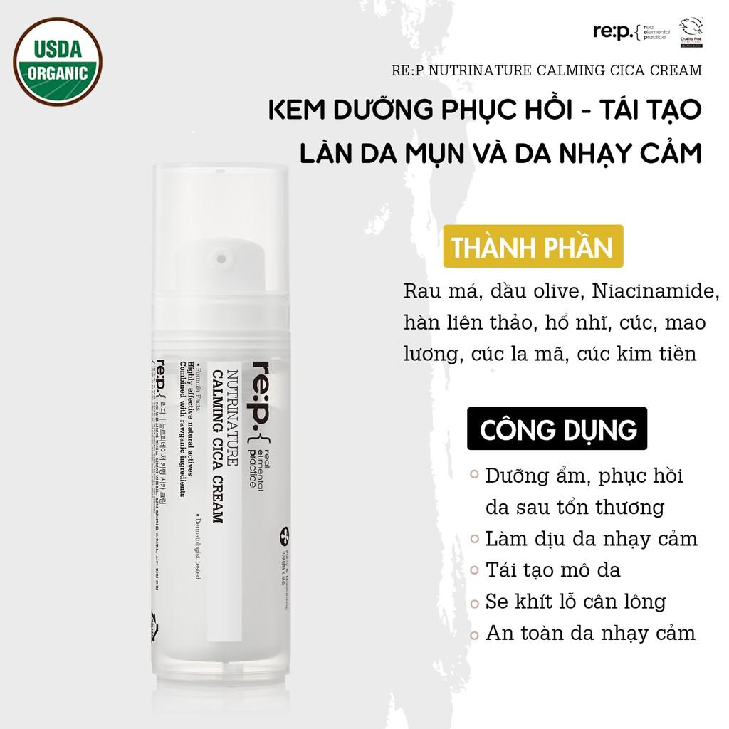 Kem Dưỡng Cica Phục Hồi Và Tái Tạo Da Sau Mụn RE:P Nutrinature Calming Cica Cream 30ml