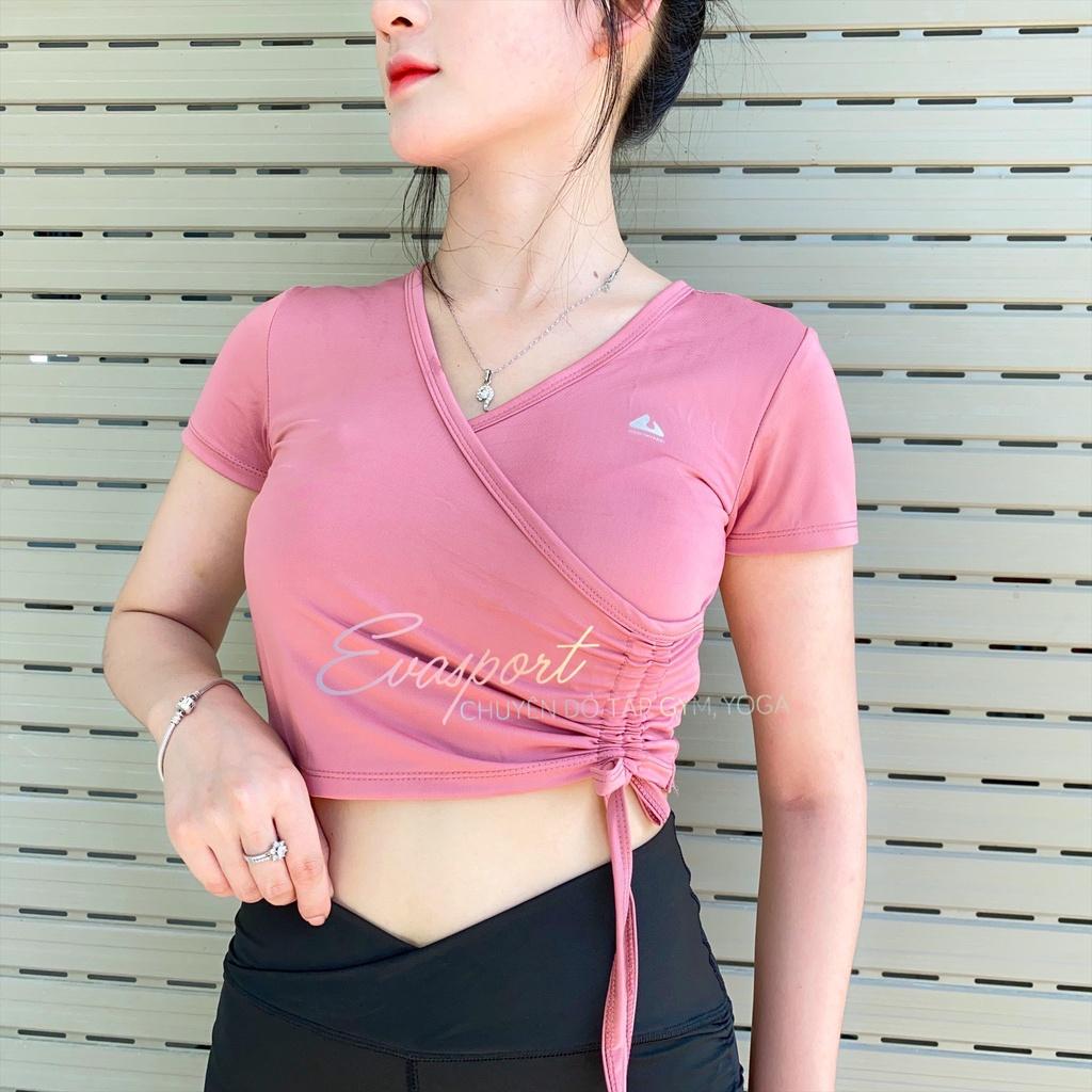 Áo Croptop Dây Rút NAQIYABEI Nữ Tập Gym Yoga Aerobic Thể Thao Tay Đùi Siêu Đẹp Cá Tính Sexy Evasport