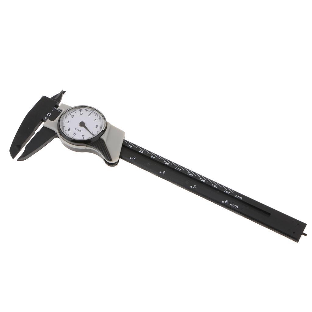 150mm 6inch Plastic Vernier Dial Caliper 0.01mm Resolution Measuring Dial Gauge
