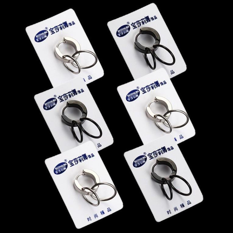 Bông tai nam nữ vòng đôi phong cách