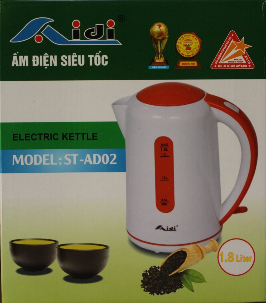 Bình Ấm Điện Siêu Tốc Nhựa AIDI ST-AD02 (1,8 lít) - Màu Ngẫu Nhiên - Hàng Chính Hãng