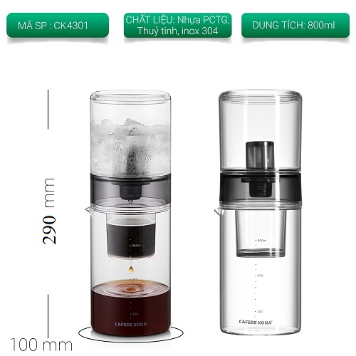 Bộ pha cà phê đá lạnh Cold Drip hình trụ 800ml