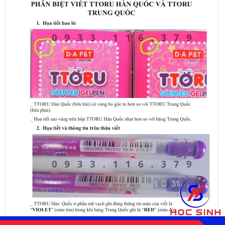 Hộp 12 Cây Viết Nho Thơm 0.38mm Đông A TTORU Hàn Quốc Mực Xanh, Tím