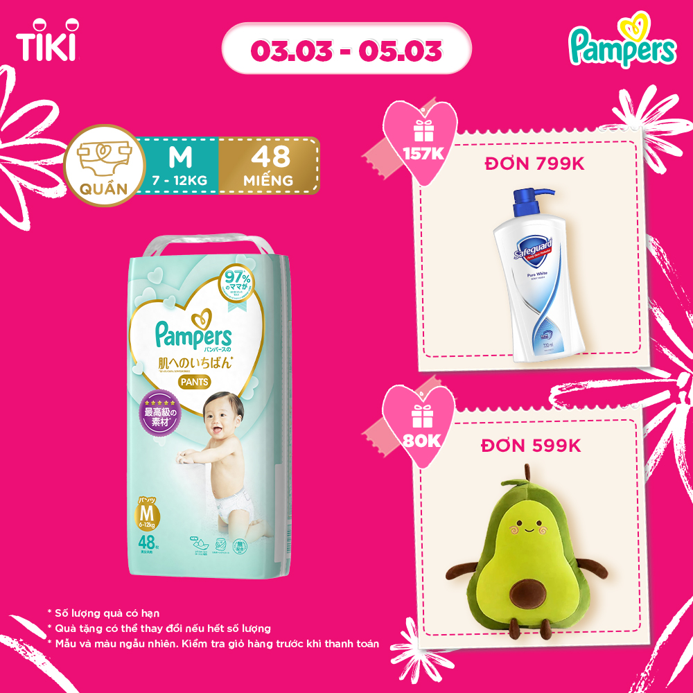 Tã Quần PAMPERS Nội Địa Nhật Bản M48/L38/XL36