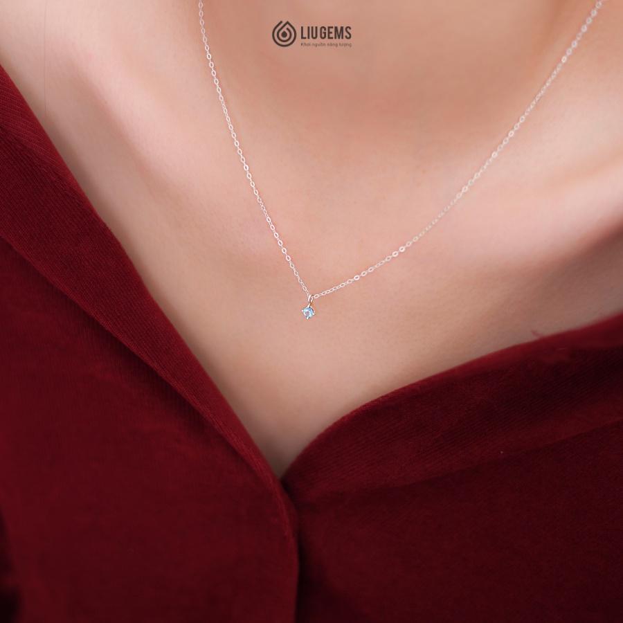 Dây Chuyền Bạc Nữ Liugems Mini Size Nhỏ Đính Đá Phong Thuỷ