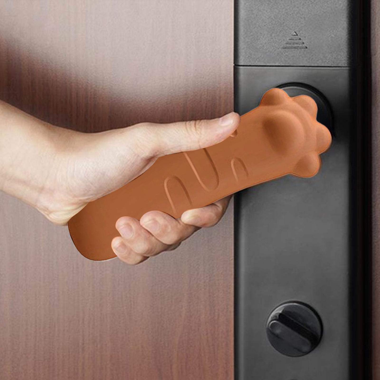 2xDoor Handle Cover Anti Static Noiseless Protector for Home Bedroom Orange