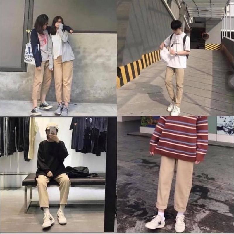 Quần Basic Kaki Nam Nữ Ống Suông UNISEX màu Đen/Tan (Chất siêu mịn dày đẹp