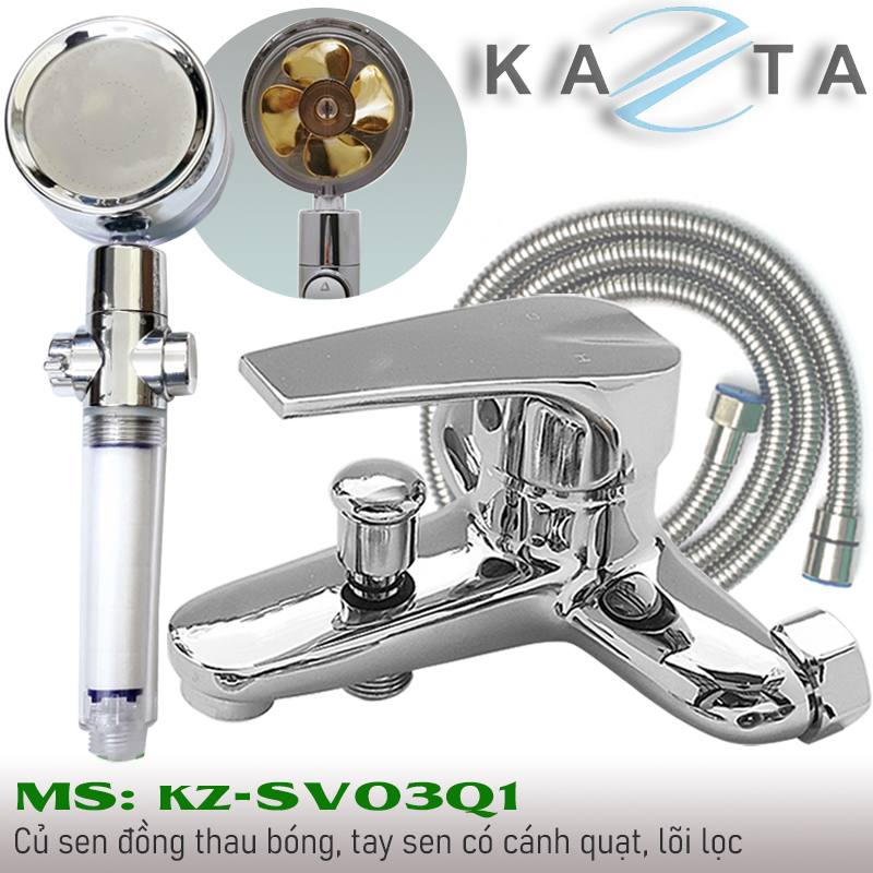 Combo thiết bị nhà tắm cao cấp KAZTA KZ-CBT04 14 món: Bồn cầu 1 khối xả xoáy nắp êm-Lavabo treo tường-Sen tắm nóng lạnh kèm bộ phụ kiện nhà tắm sang trọng như hình