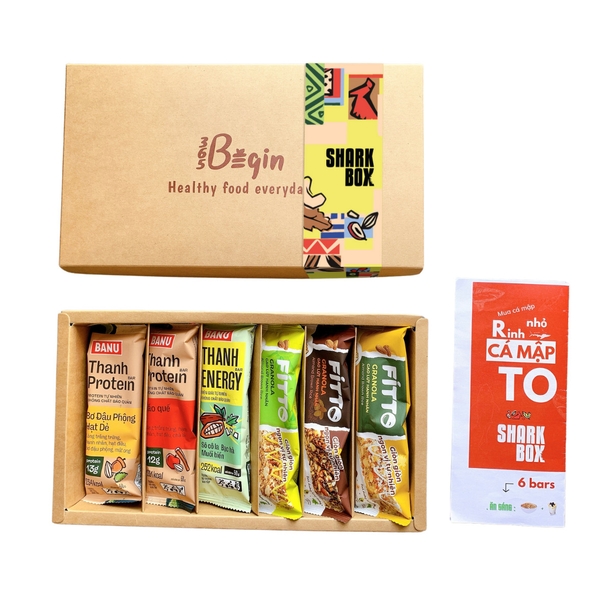 Combo Shark Box Fitto Gạo lứt - hạnh nhân và Thanh Protein BANU - Ngũ cốc dinh dưỡng thay thế các bữa ăn tiện lợi, tốt cho sức khỏe, phù hợp với người bận rộn, tập luyện thể thao