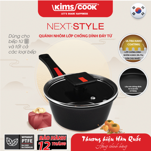 Quánh KIMS COOK Next Style 16cm đáy từ hợp kim nhôm chống dính