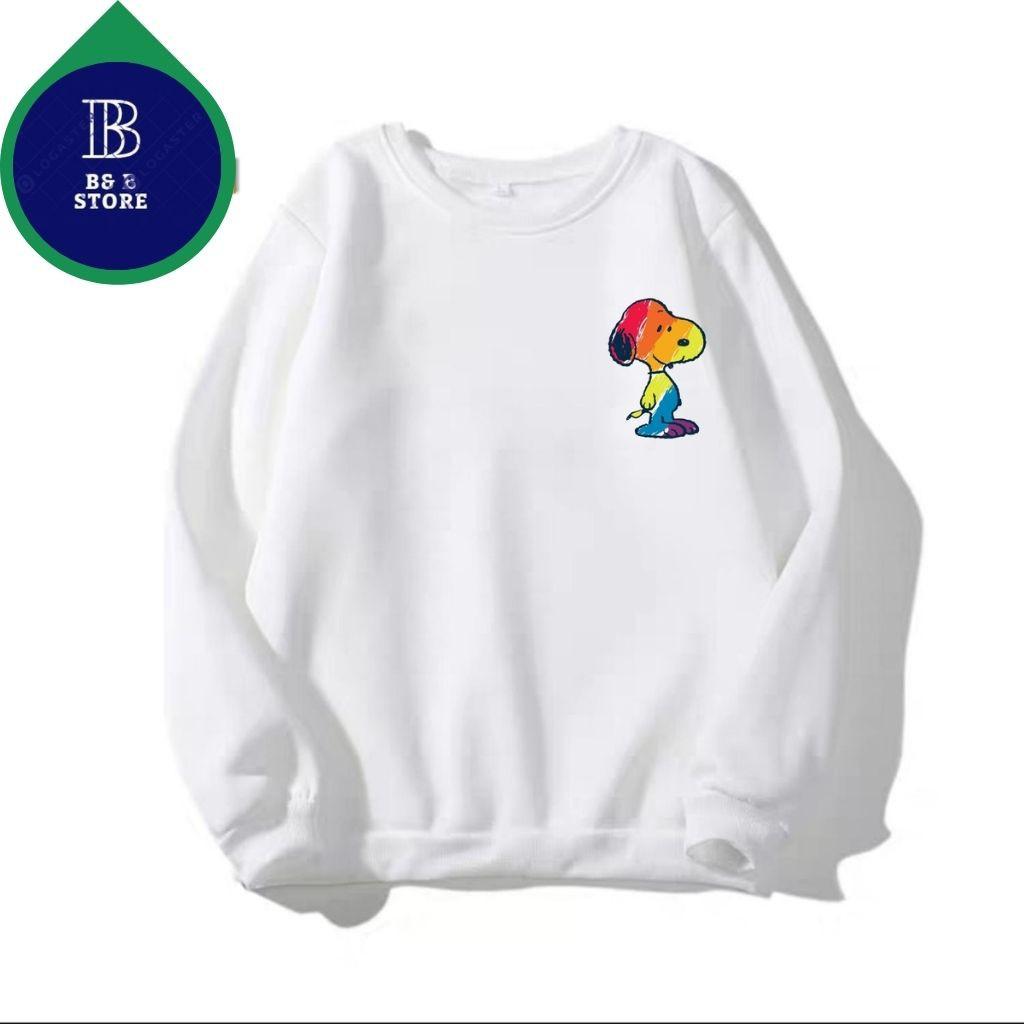 ÁO SWEATER NỈ UNISEX KHÔNG NÓN IN SNOOPE ÁO FORM RỘNG NAM NỮ NHIỀU MÀU CỰC ĐẸP