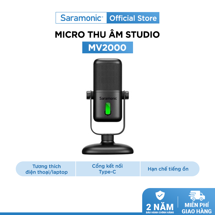 Micro Audio Thông Minh Saramonic MV2000 Kết nối Thiết Bị Di Động Bằng Cổng USB-C Và Máy Tính - Ghi Âm Tại Nhà/ Livestream/ Podcasting/ Sản Xuất Âm Nhạc/ Chơi Game - Hàng Chính Hãng