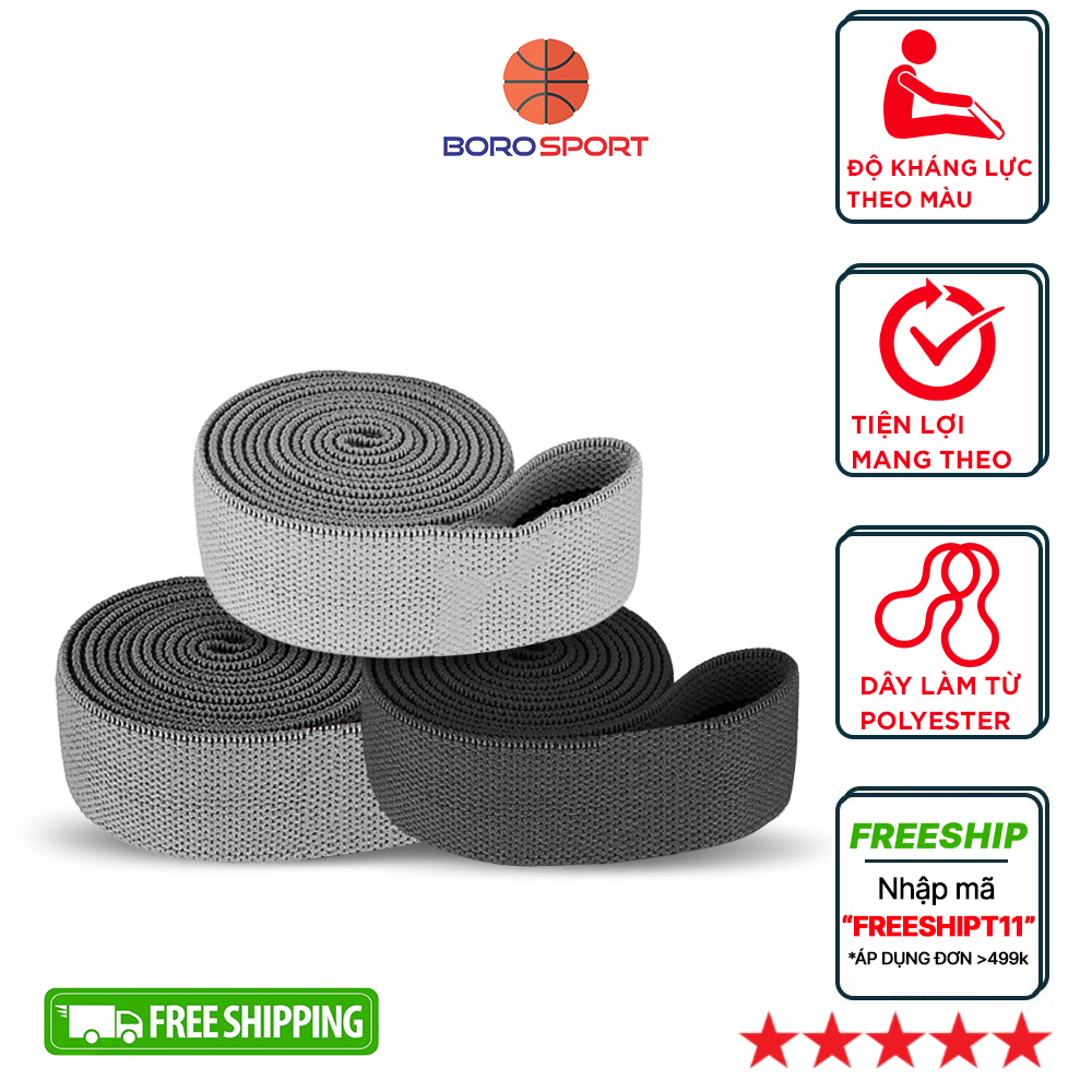 Bộ 3 Dây Kháng Lực Loại Dài 200x3 cm Chuyên Dụng Tập Gym Yoga , tập Mông Đùi , Bắp Chân Cleacco BORO SPORT