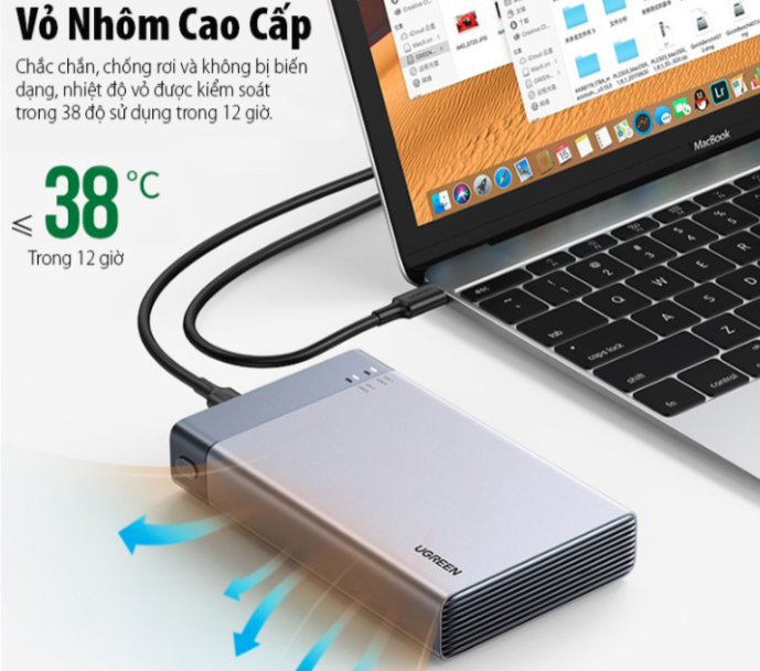 Ugreen 80857 USB Type C 3.1 Gen2 2.5inch hộp ổ cứng sata nối với máy tính kèm dây cáp 2 đầu C Cm381  Hàng chính Hãng