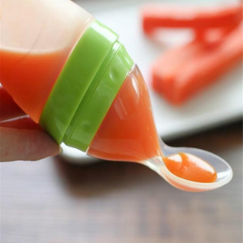 Bà Mẹ Và Trẻ Em Tiếp Liệu Cơm Dán Bình Cho Bé Thìa Ăn Cho Bé Đào Tạo Thực Phẩm Bổ Sung Bình Bóp Đầu Mềm Thìa Su