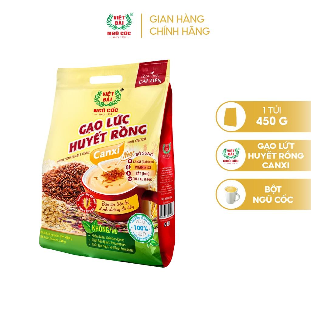 Bột Ngũ Cốc Gạo Lứt Canxi VIỆT ĐÀI Thơm Ngon Bổ Sung Canxi Giúp Xương Chắc Khỏe Túi 450g