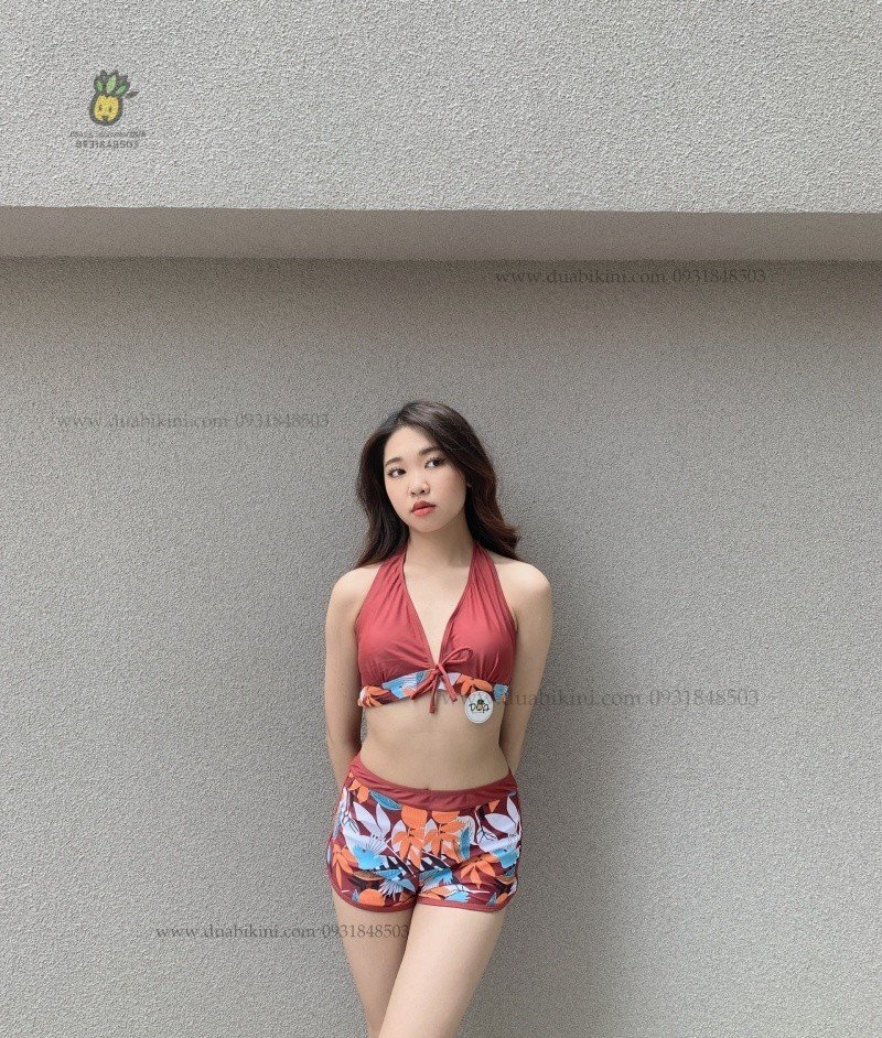 Sporty Bikini | Đồ bơi hai mảnh quần đùi kiểu áo cột cổ | Dứa Bikini &amp; Sportwear