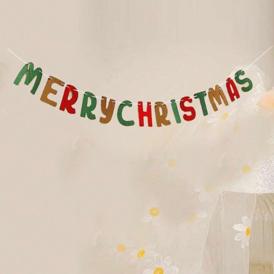 Dây chữ Merry Christmas nhiều màu sắc bằng vải dạ dài 1,5m chữ cao 14,5cm trang trí Giáng sinh Noel