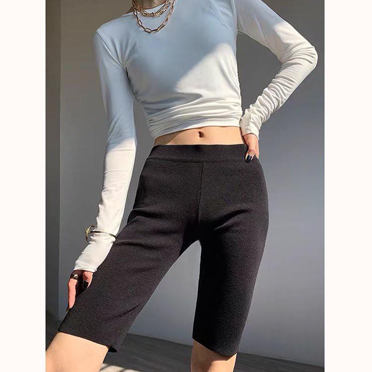 Quần Legging Lửng Thailand Nana's House Short đùi dáng ôm body màu đen trơn basic nữ