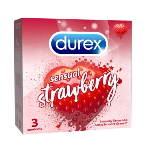 Bao Cao Su Durex Strawberry (3s) - Gai Nhỏ - Hương Dâu - Nhập Khẩu Thái Lan