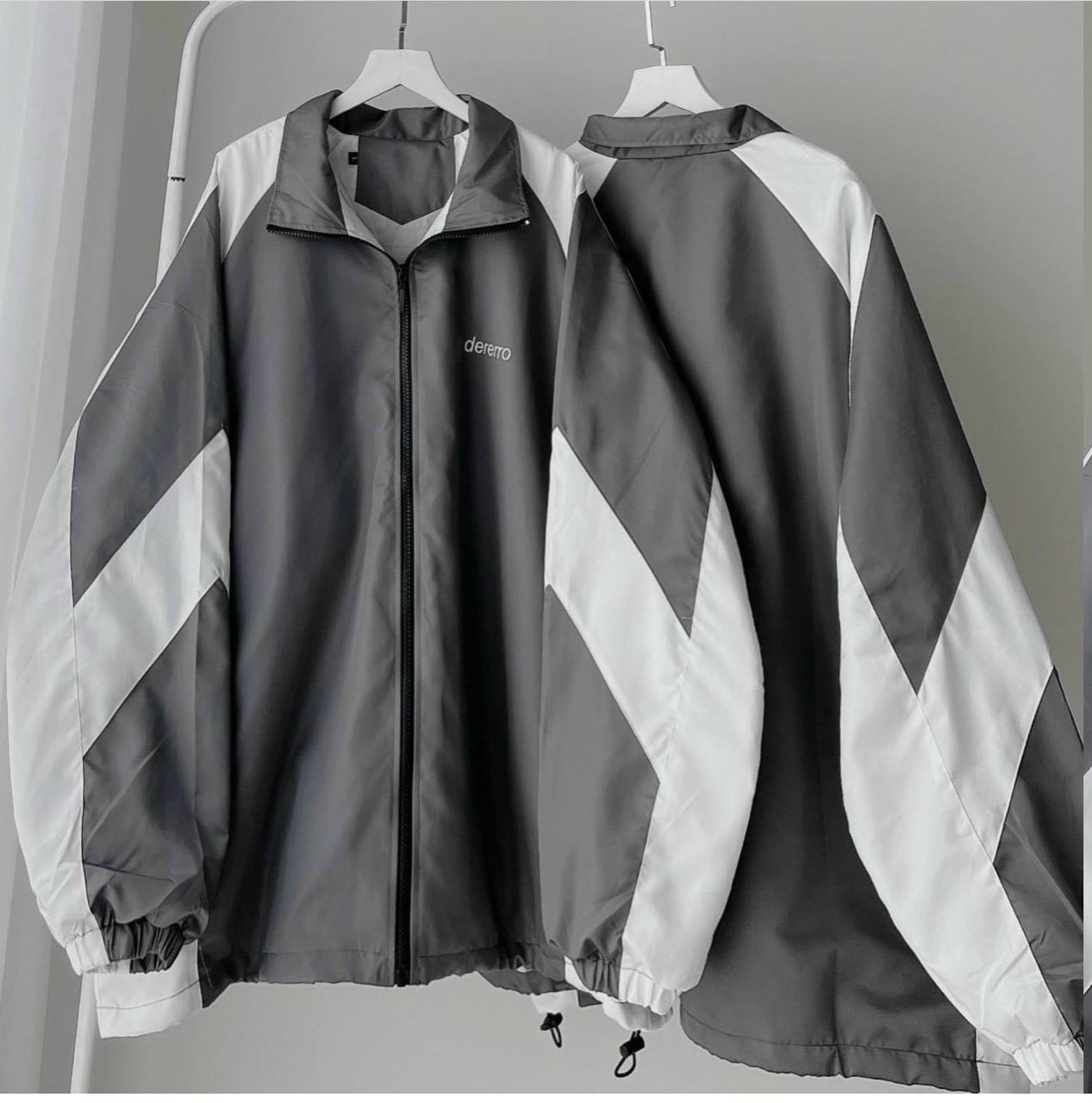 Áo Khoác Dù DERER.RRO LOGO THÊU Nam Nữ Ulzzang Unisex Form Rộng Bomber TRƠN Jacket 2 lớp dày dặn