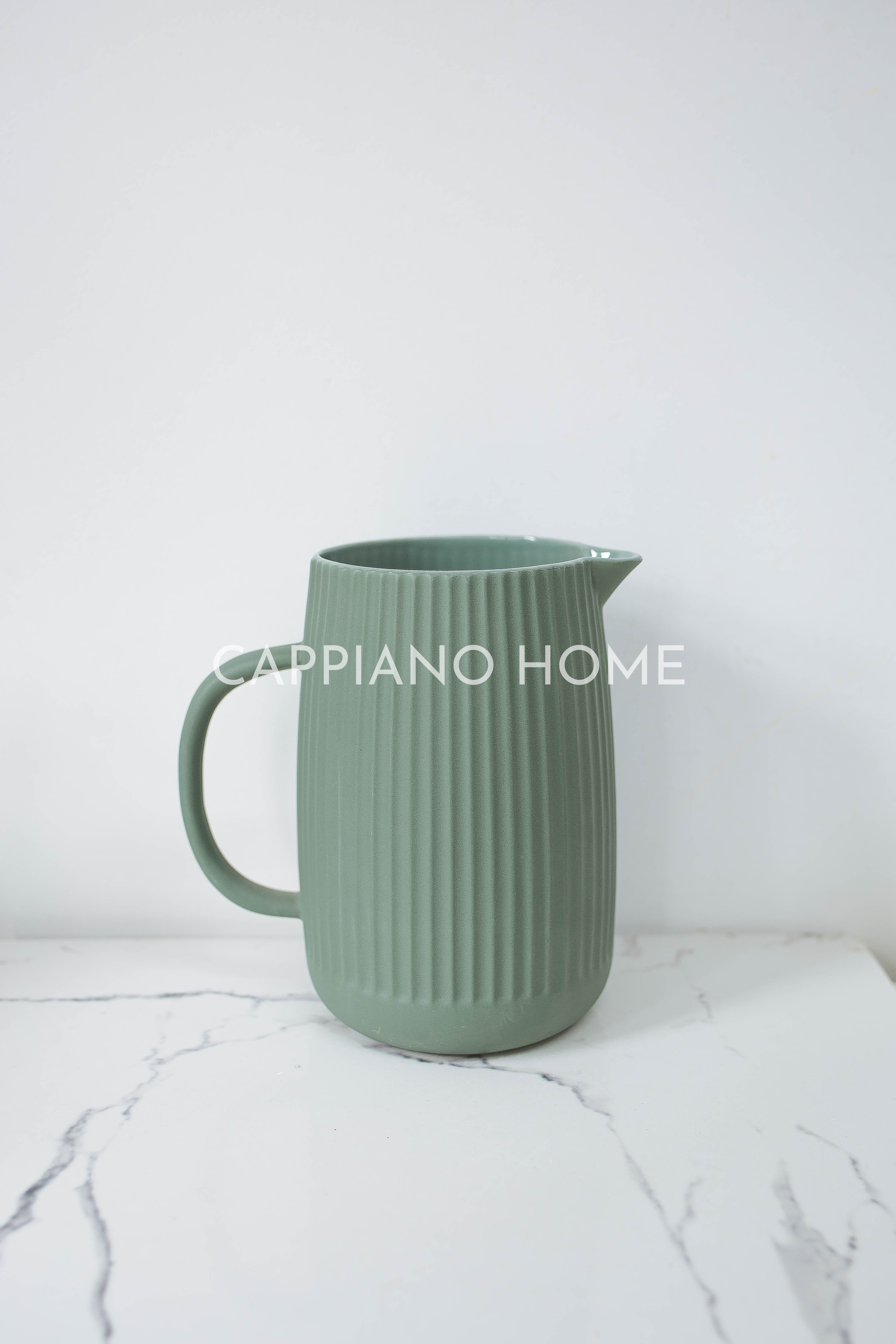 Lọ hoa sứ, bình hoa gân xanh miệng rót | Cappiano Home