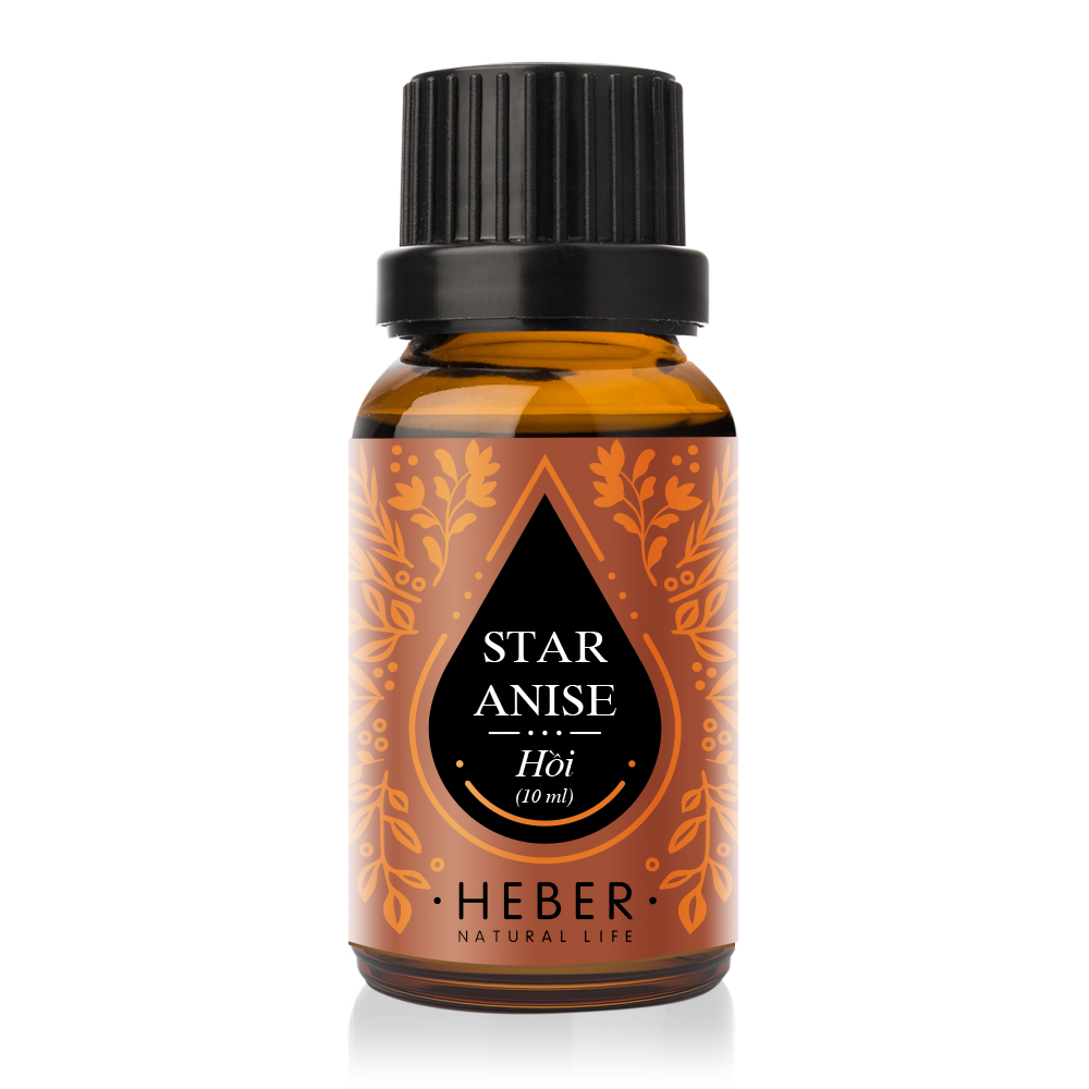 Tinh Dầu Hồi Star Anise Essential Oil Heber | 100% Thiên Nhiên Nguyên Chất Cao Cấp | Nhập Khẩu Từ Ấn Độ | Kiểm Nghiệm Quatest 3 | Xông Hương Thơm Phòng