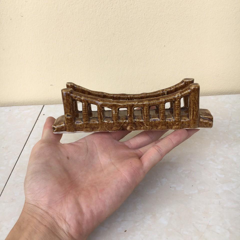 Tiểu cảnh Cầu Dây mini gốm Bát tràng 1 size TC-12