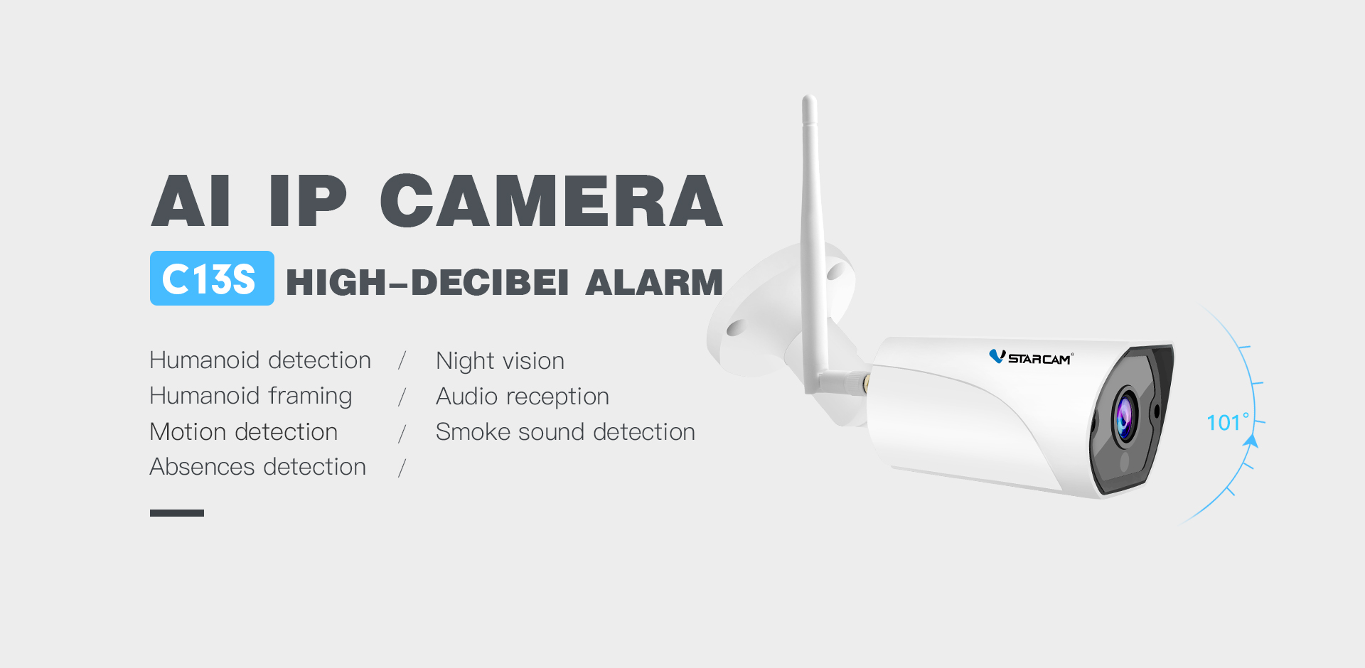 Camera wifi ip ngoài trời C13s Vstarcam 1080p 2MB , Báo động hú còi ,Có ghi âm thanh - Hàng Chính Hãng