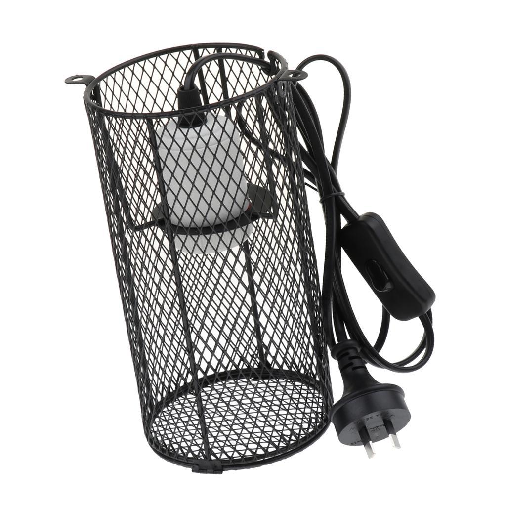 2x Reptile Terrarium Heat Lamp Light Bulb Anti-Scald Lampshade Cage Fixture