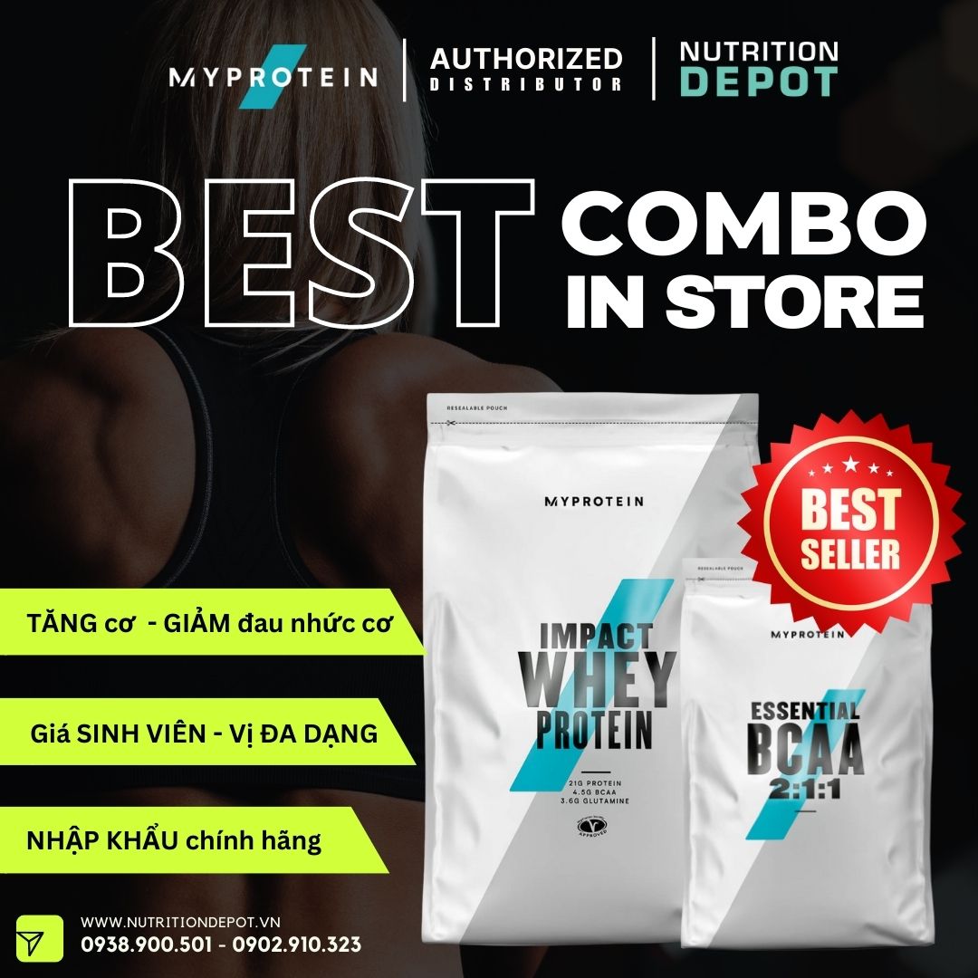 [Tiết Kiệm] Combo Tăng cơ và phục hồi cơ - Impact Whey Protein 1kg và BCAA 250g Myprotein – Nutrition Depot Vietnam