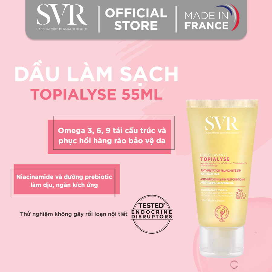 Sữa tắm dưỡng ẩm SVR TOPIALYSE Huile Lavante 55ml