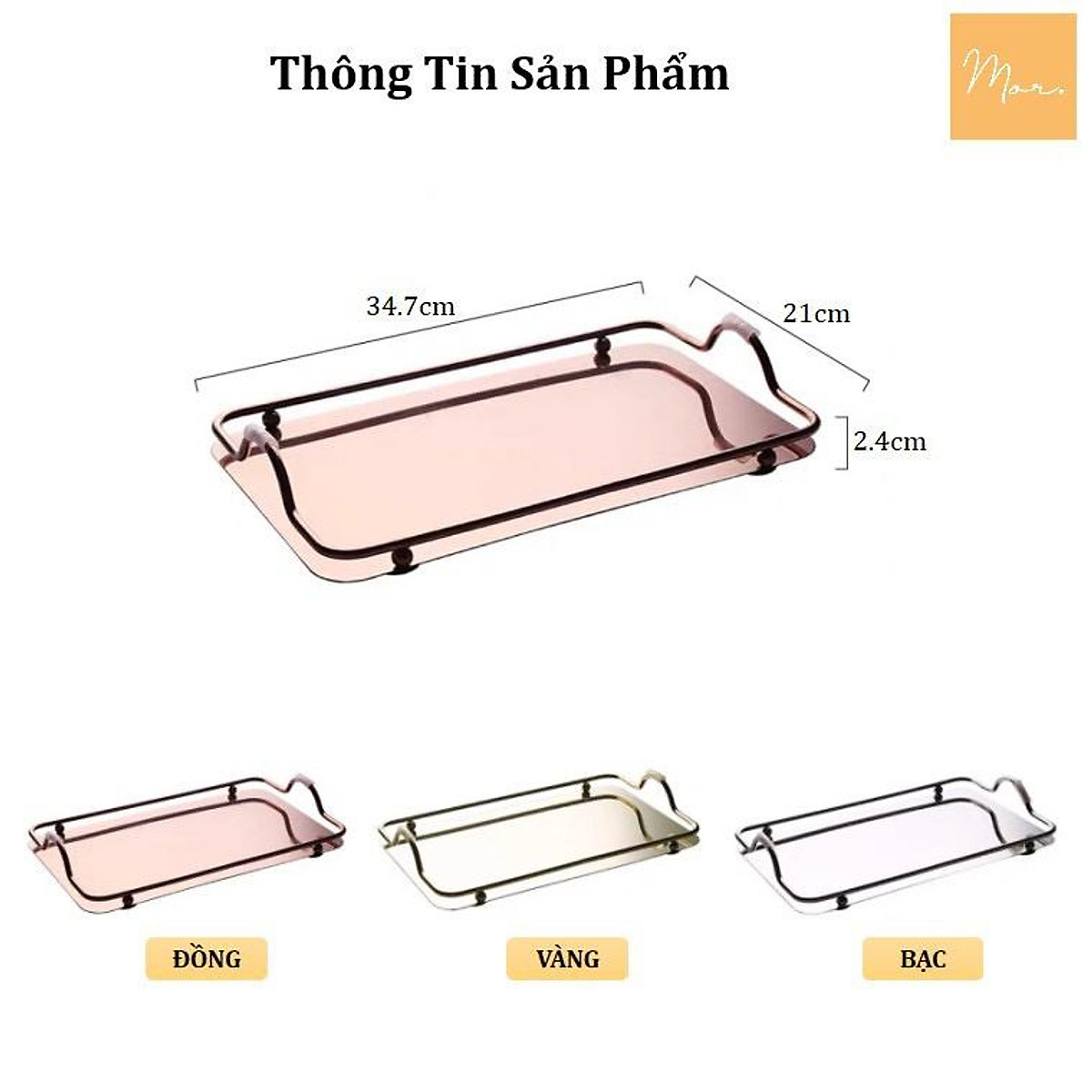 Khay inox tráng gương cao cấp màu vàng Decor phong cách Bắc Âu