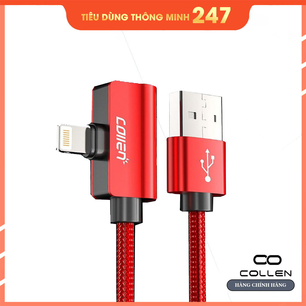 Cáp Sạc Nhanh Collen, Tích Hợp Tai Nghe Đầu Ngang Gaming, Chống Đứt, Chống Rối, dành cho iPhone XS max/iPhone 11/iPhone 11 Pro max, sạc nhanh 2A Max ( Màu ngẫu nhiên ) - Hàng chính hãng