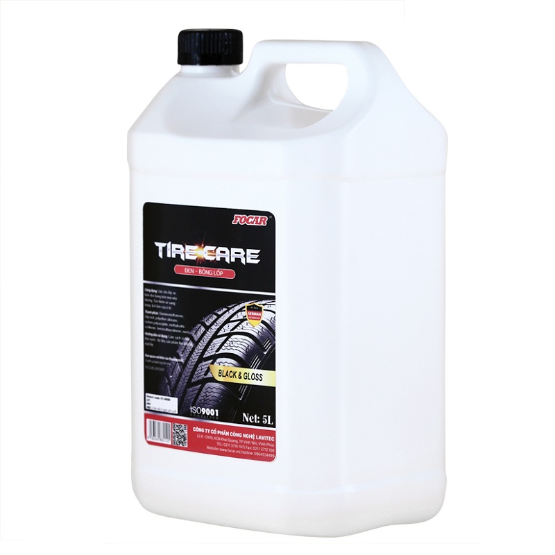 Combo dung dịch dưỡng đen bóng lốp ô tô Focar Tire Care 5L + 3 khăn lau Microfiber